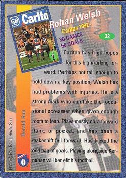1994 Select Cazaly Classics #32 Rohan Welsh Back
